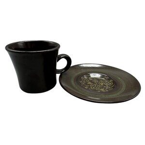 Vtg Franciscan Madeira Brown Ceramic Cup & Saucer Set Floral Pattern Coffee/Tea